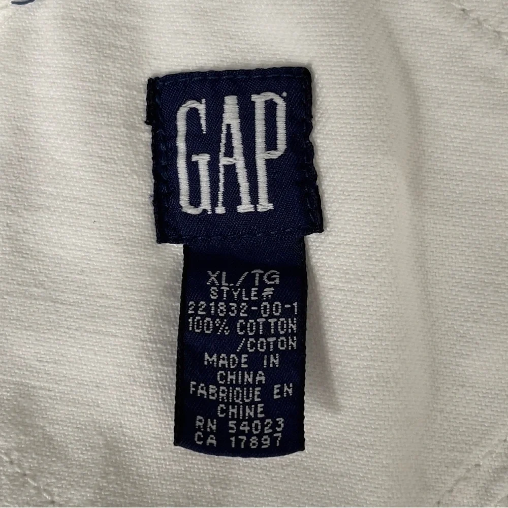 Vintage Y2K GAP Shortalls White Overalls Shorts 100% Cotton | Kids XL Women's XS - Picture 9 of 12